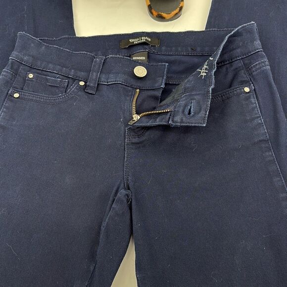 White House Black Market‎ Navy Skinmer Cropped Ankle Button Slim Pants 2P - Picture 3 of 8